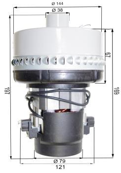 Saugmotor 24 V 450 W zweistufig + Stutzen