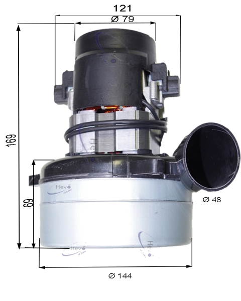 Saugmotor 230 V 1200 W zweistufig TP mit Seitenrohr