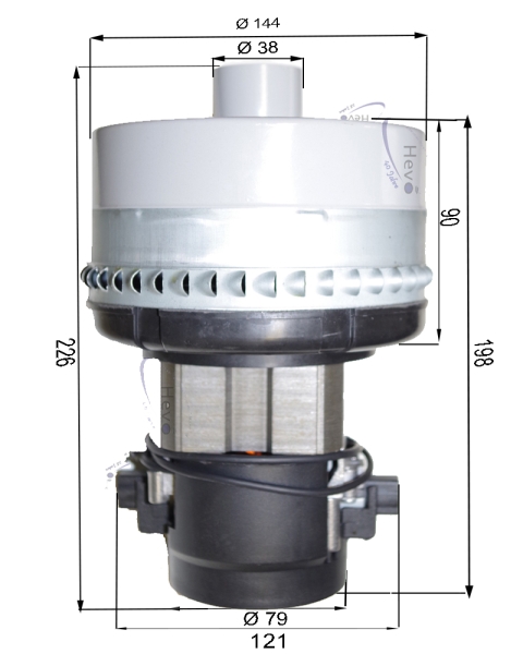 Saugmotor 24 V 450 W dreistufig + Stutzen