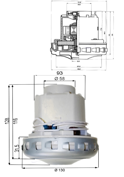 Vacuum motor for Kärcher NT 75-2